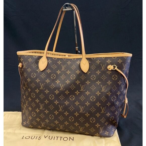 Authentic Louis Vuitton Neverfull GM Purse Monogram Tote Shoulder Bag Brown Tan - Picture 6 of 16